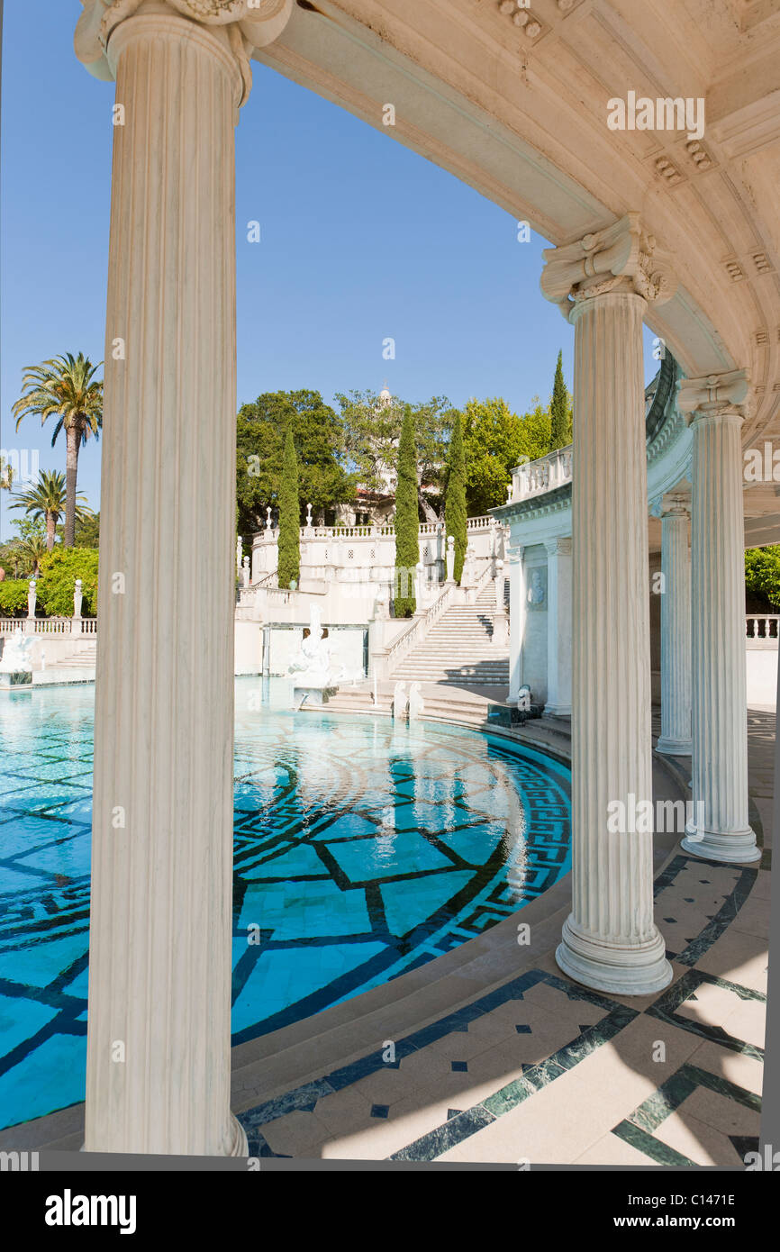 Columns by Neptune Pool at Hearst Castle, San Simeon, California Stock Photo