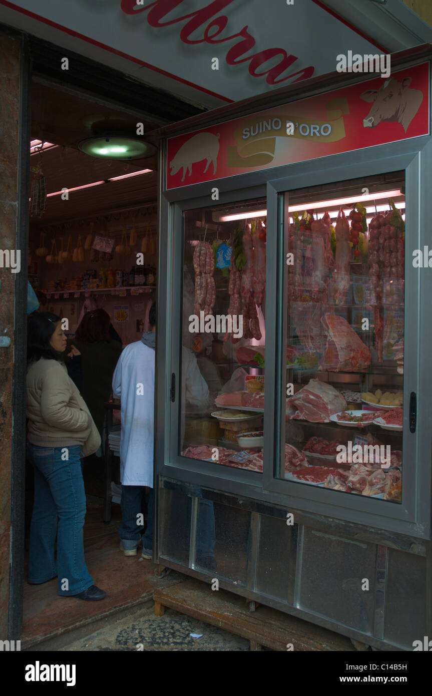 Butcher shop at La Pignasecca market Quartieri Spagnoli district Naples Campania Italy Europe Stock Photo