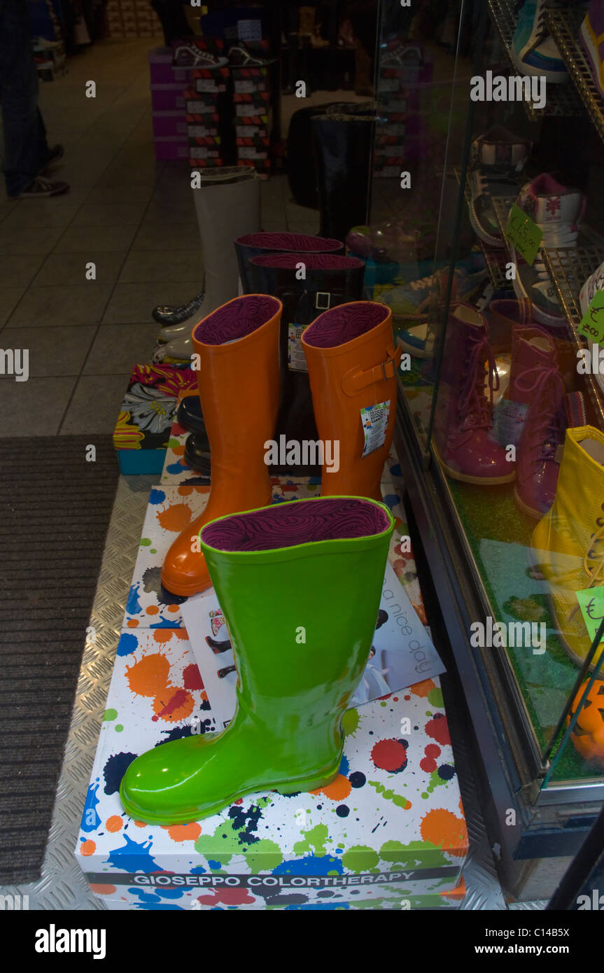 Shoe shop selling rubber boots and other shoes Quartieri Spagnoli district Naples Campania Italy Europe Stock Photo