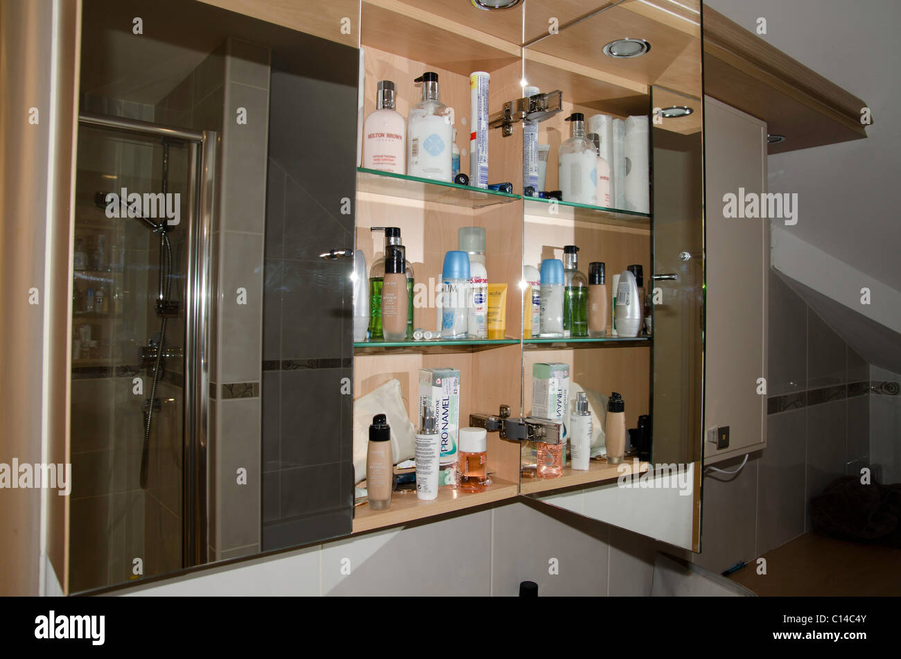 Toiletries and medicines in the Bathroom Stock Photo Alamy
