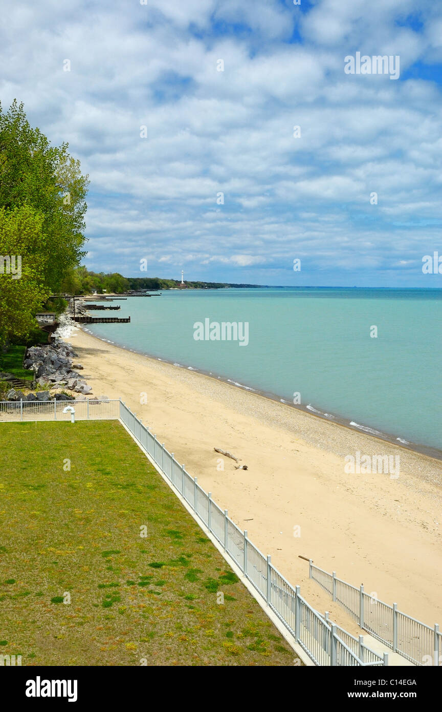 A beach at Lake Michigan in Wilmette north of Chicago downtown