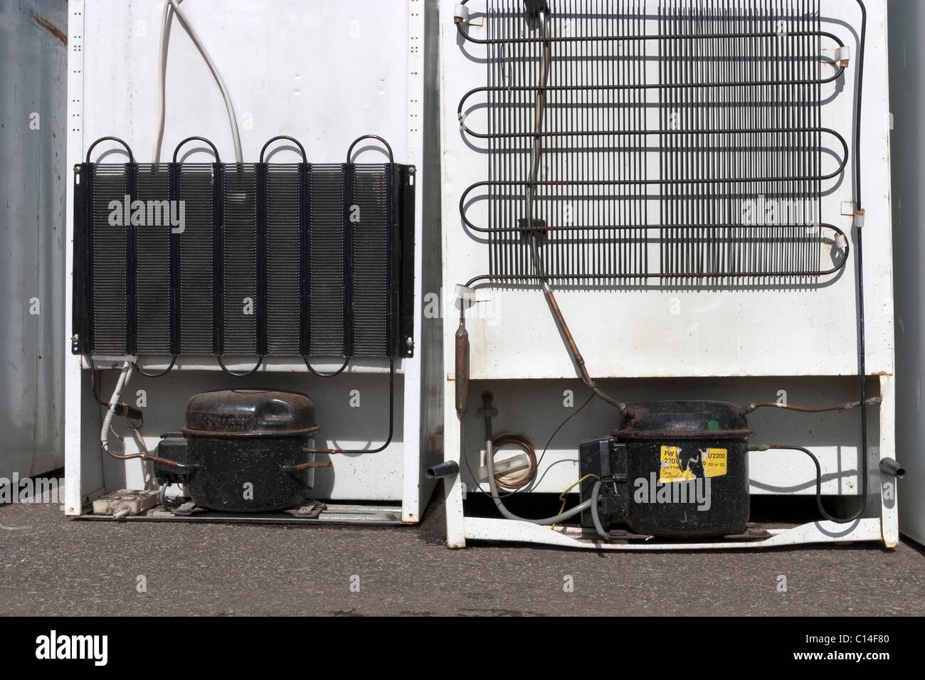 recycling old refrigerators Stock Photo Alamy