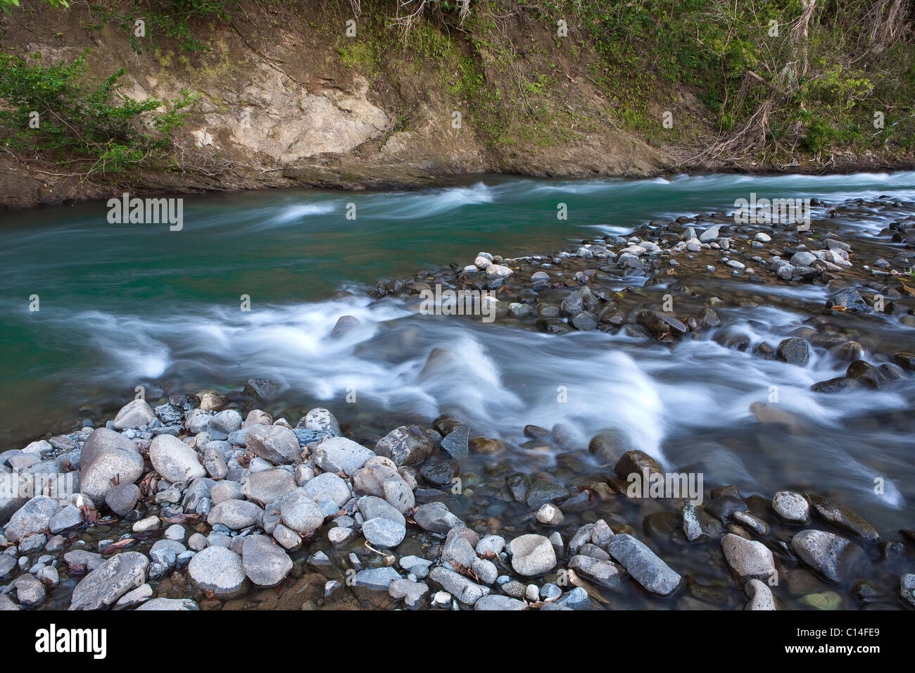 Rio Pequeni, along the Camino Real trail, close to the Embera village La Bonga in Chagres national park, Republic of Panama. Stock Photo