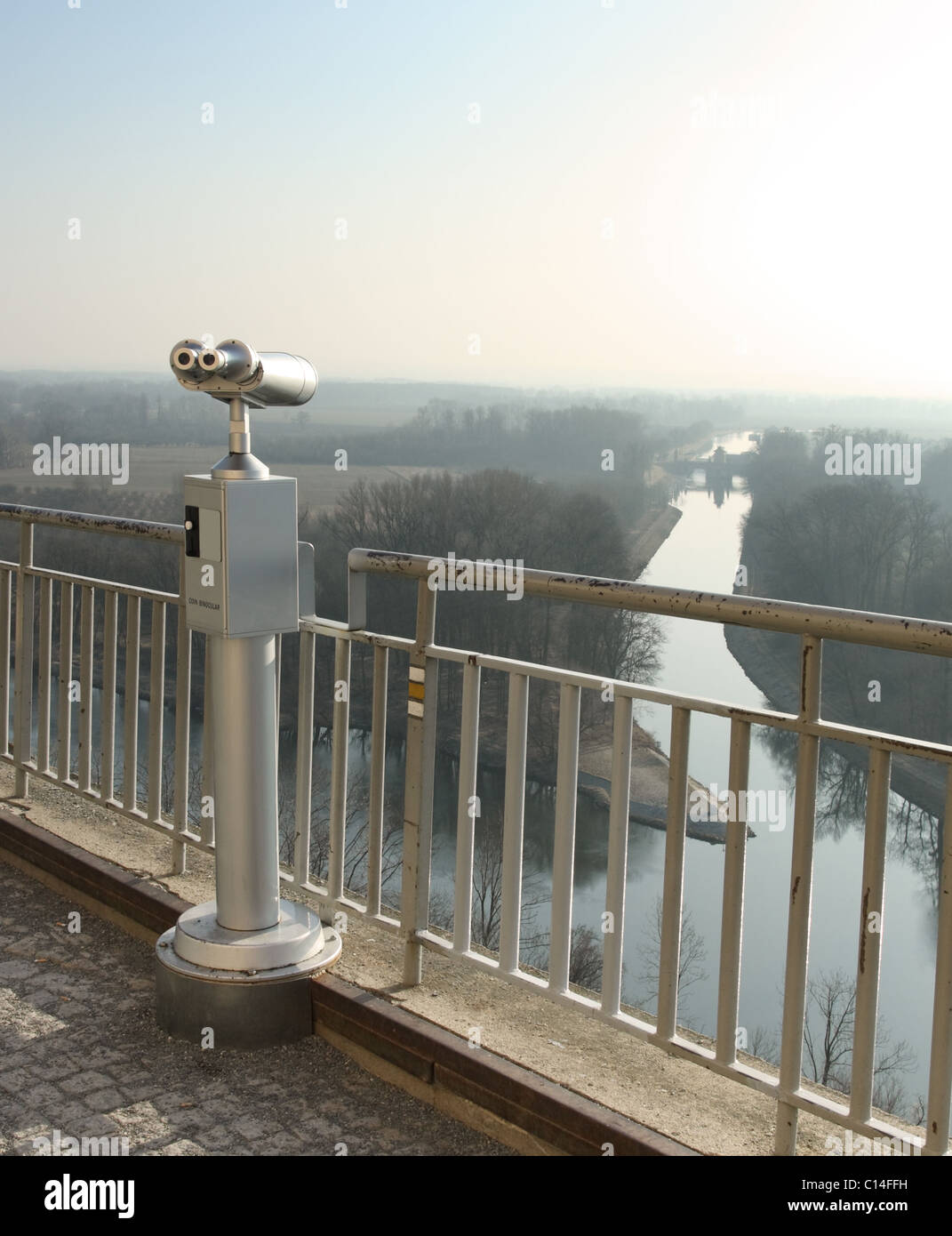 Coin operated telescope, Castle-promenade in Melnik Stock Photo