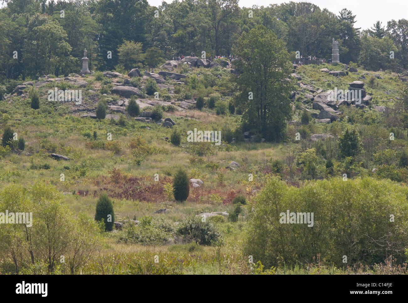 LITTLE ROUND TOP FROM PLUM RUN VALLEY GETTYSBURG PENNSYLVANIA UNITED