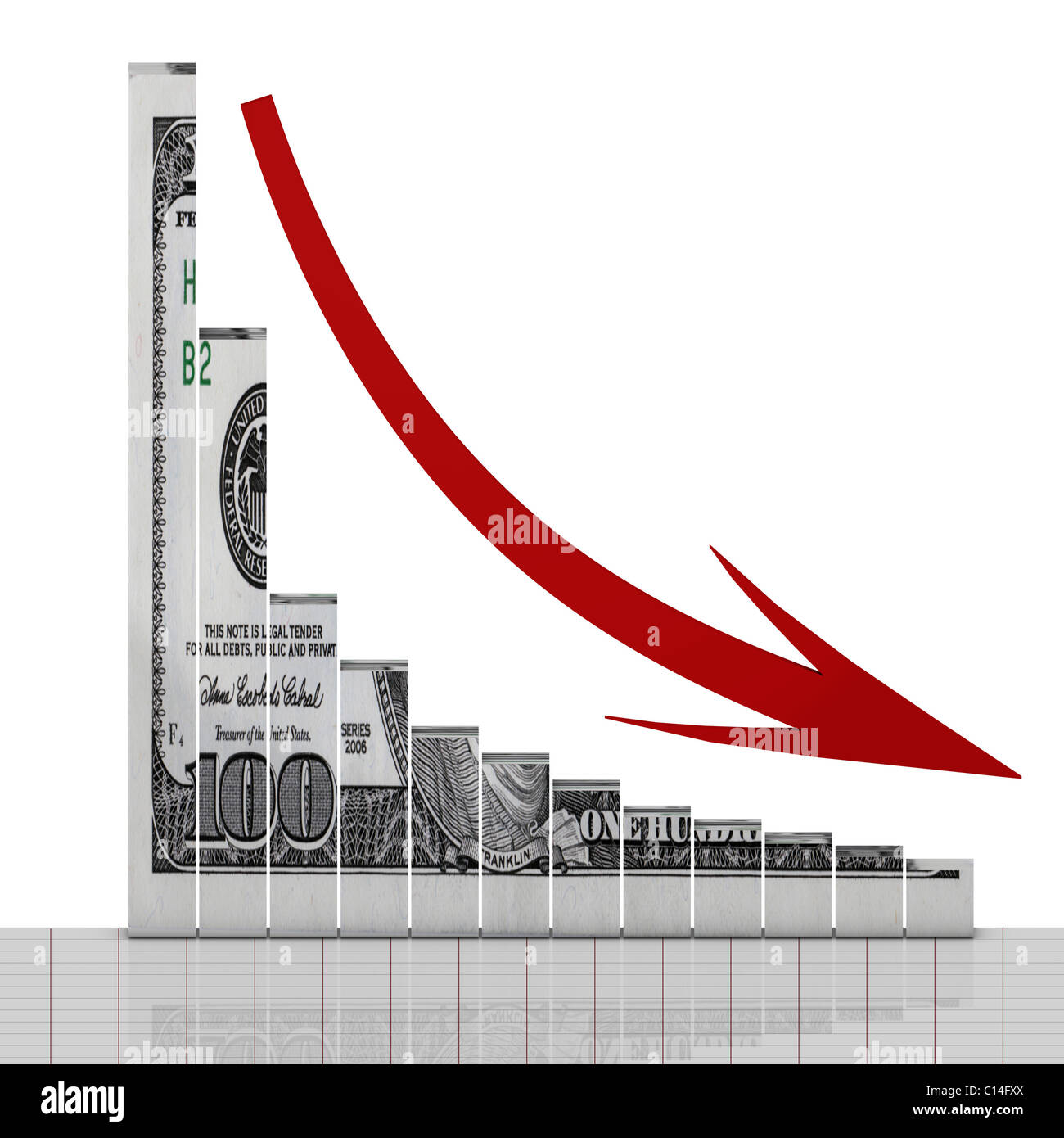 Dollar go down concept - computer render Stock Photo - Alamy