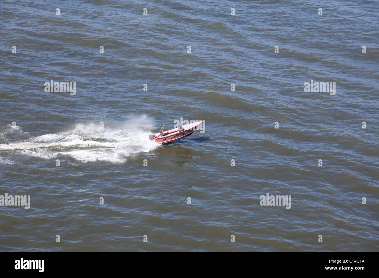 The speedy motorboat cruise on sea, the view from above Stock Photo - Alamy