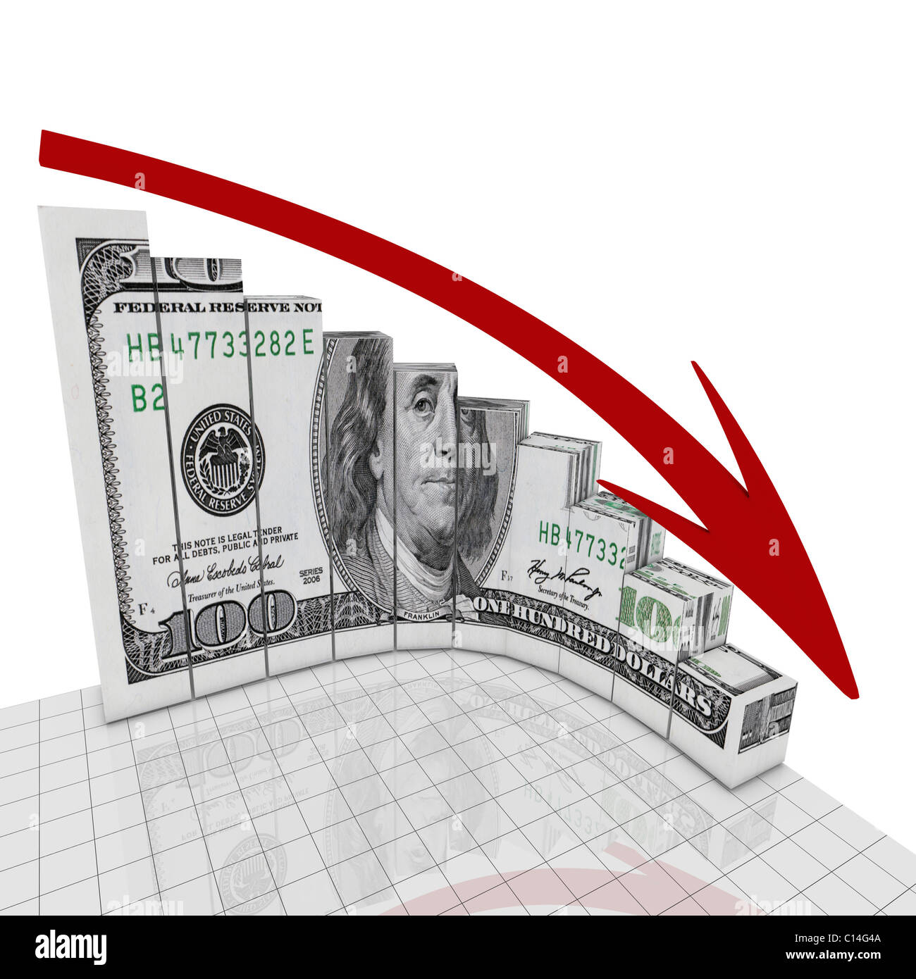 Dollar go down concept - computer render Stock Photo - Alamy