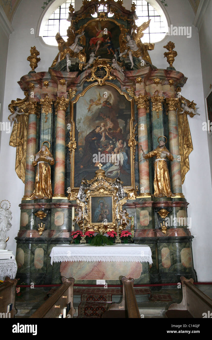 Church interior in Oberammergau in Bavaria, Germany - Trompe L'oeil ...