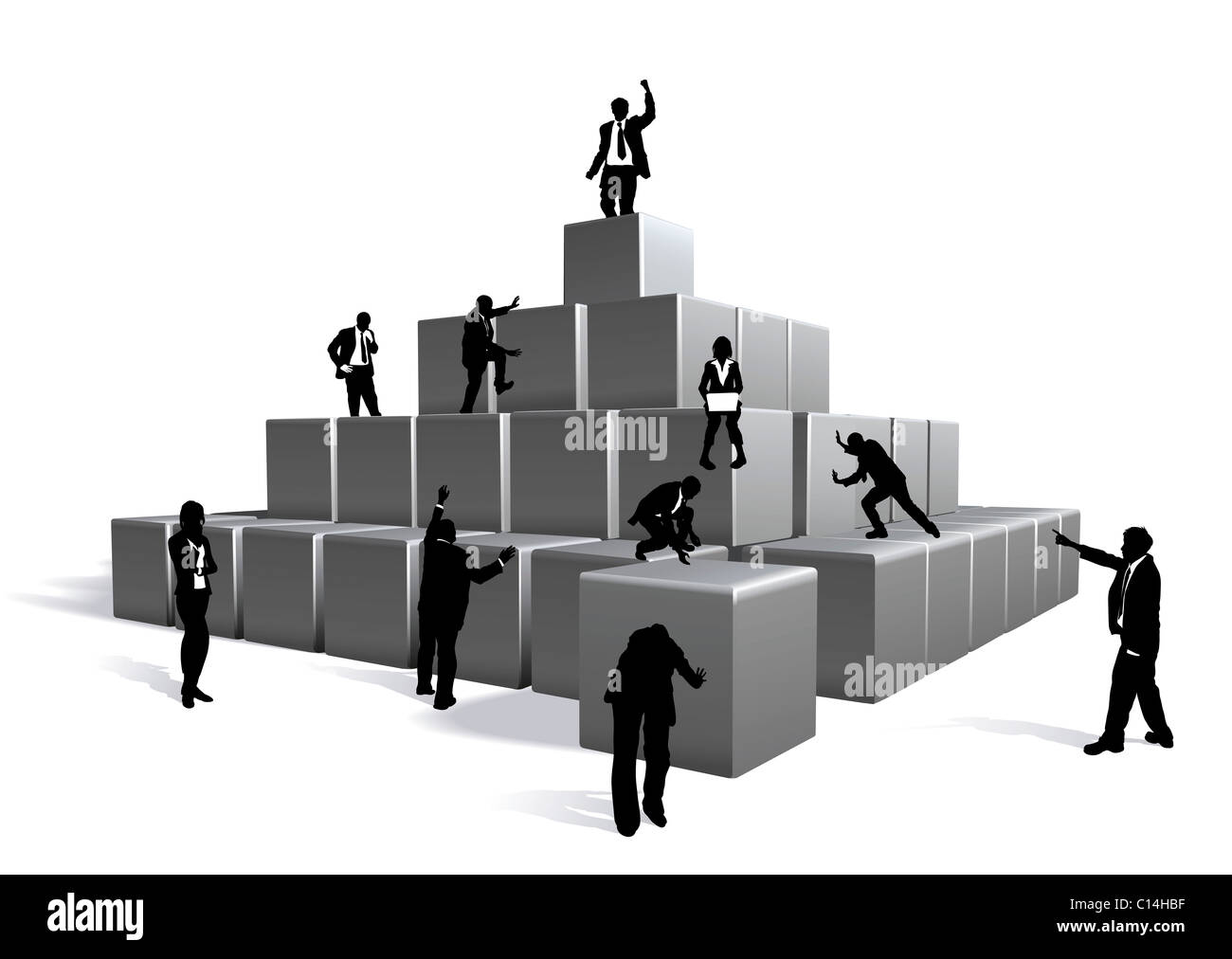 Conceptual piece. Business people building with blocks Stock Photo Alamy