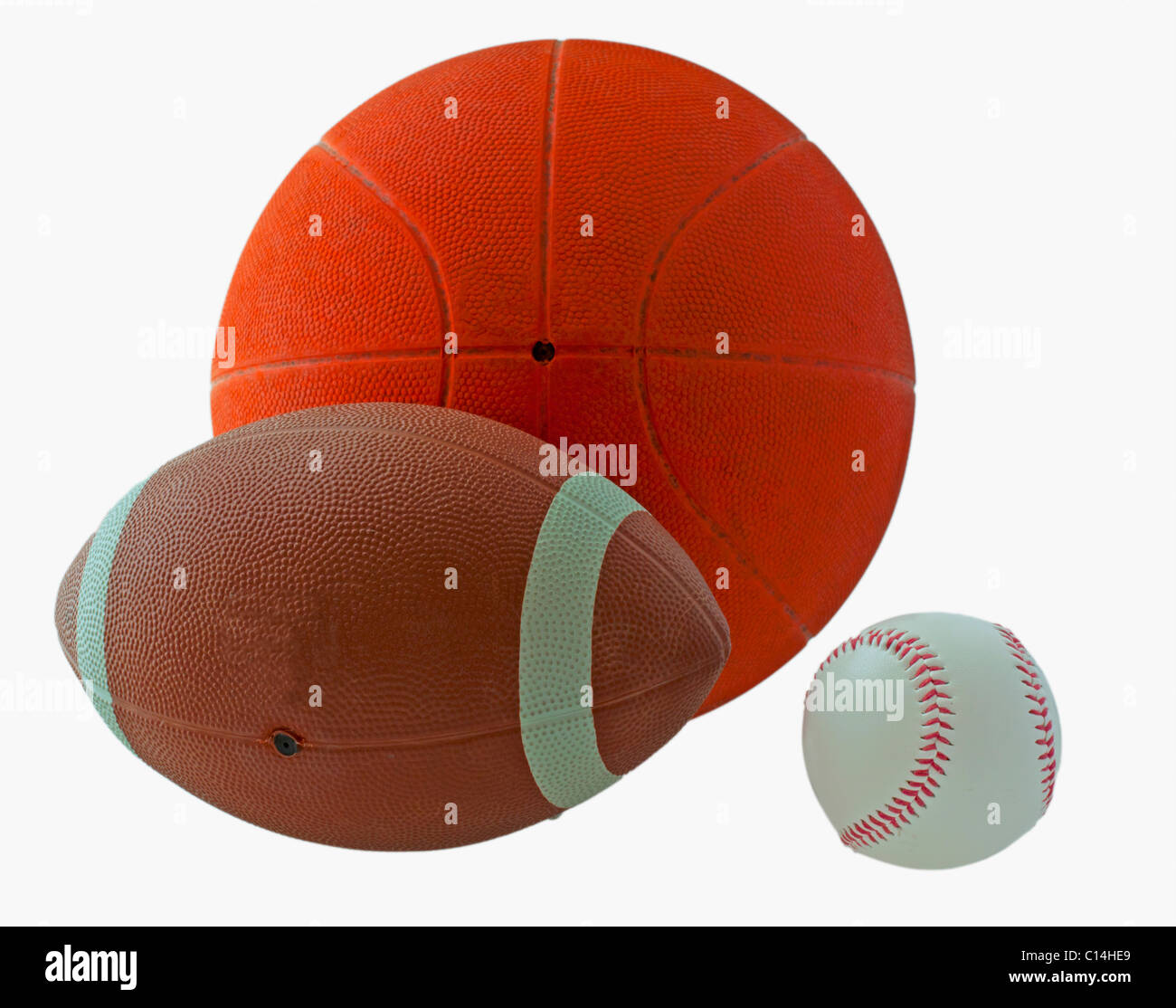 Balls for basketball, football and baseball isolated over white Stock