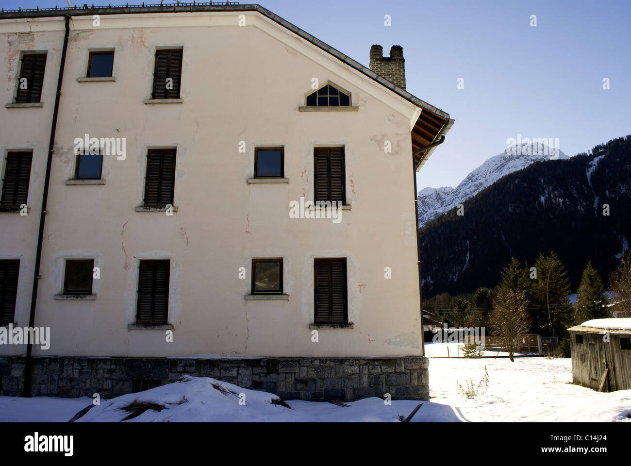 country house with windows and blue sky Stock Photo - Alamy