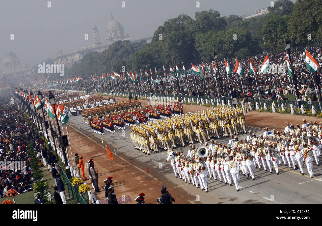 Indian Army bands with Presidential Palace in the background during the