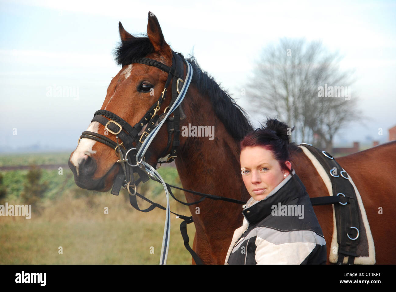 Thoroughbred Horse and owner Stock Photo