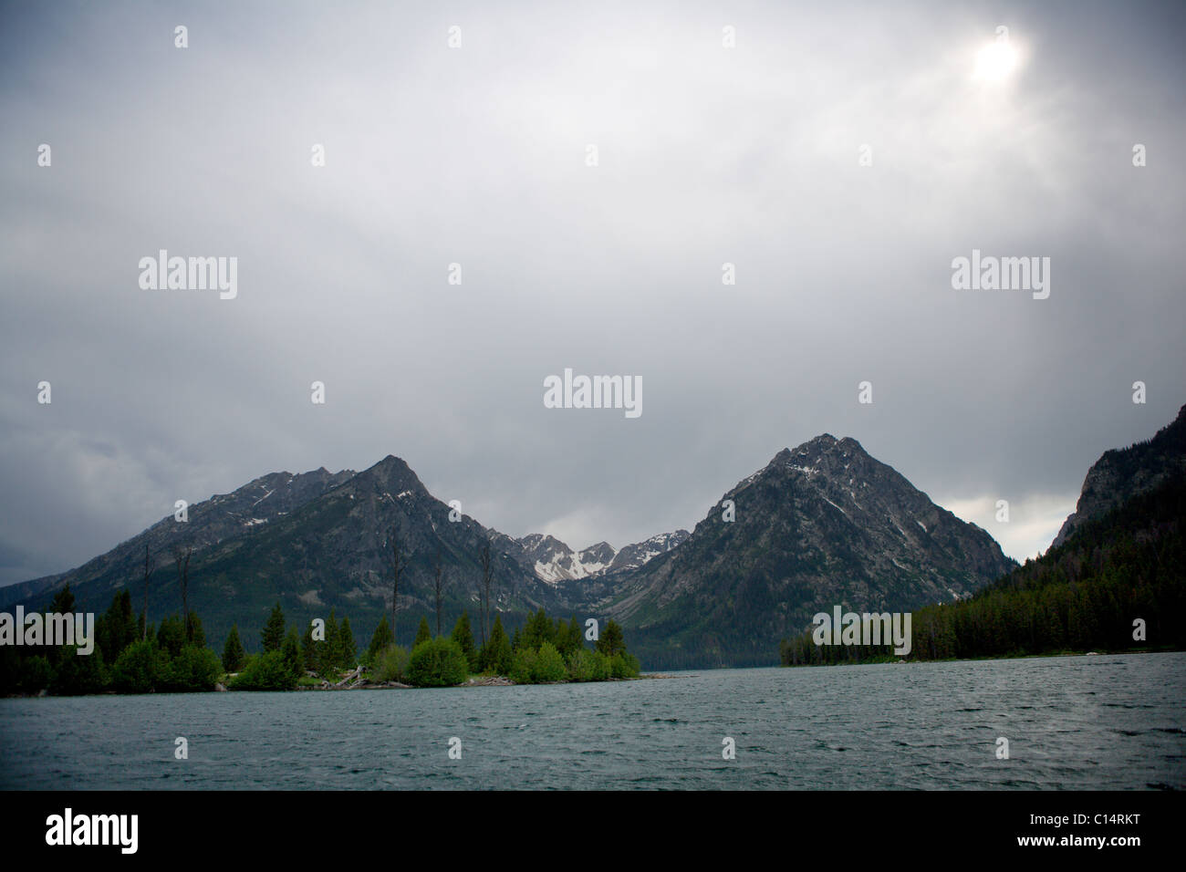 A lake view of the Grand Tetons. Stock Photo