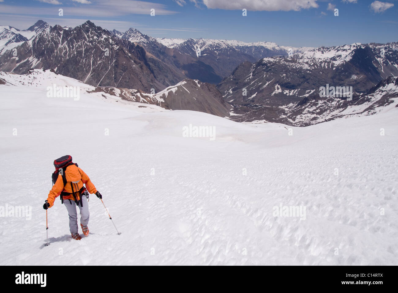 A woman mountain climbing on Volcan San Jose in the Andes mountains of Chile Stock Photo Alamy