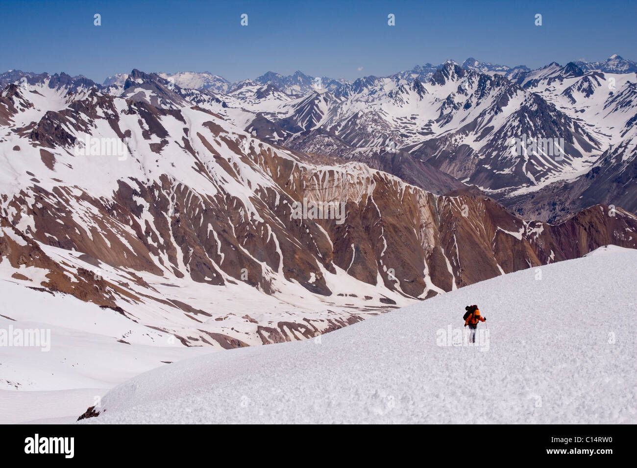 A woman mountain climbing on Volcan San Jose in the Andes mountains of Chile Stock Photo Alamy