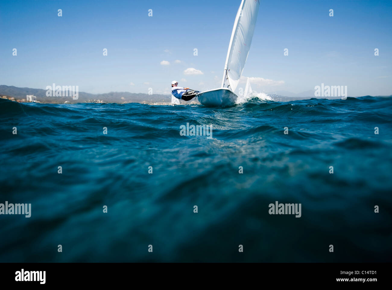 A female athlete Laser training in La Cruz, Mexico Stock Photo