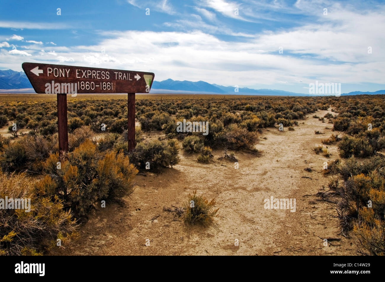 A sign shows the old Pony Express Route off of Highway 50, Nevada Stock  Photo - Alamy