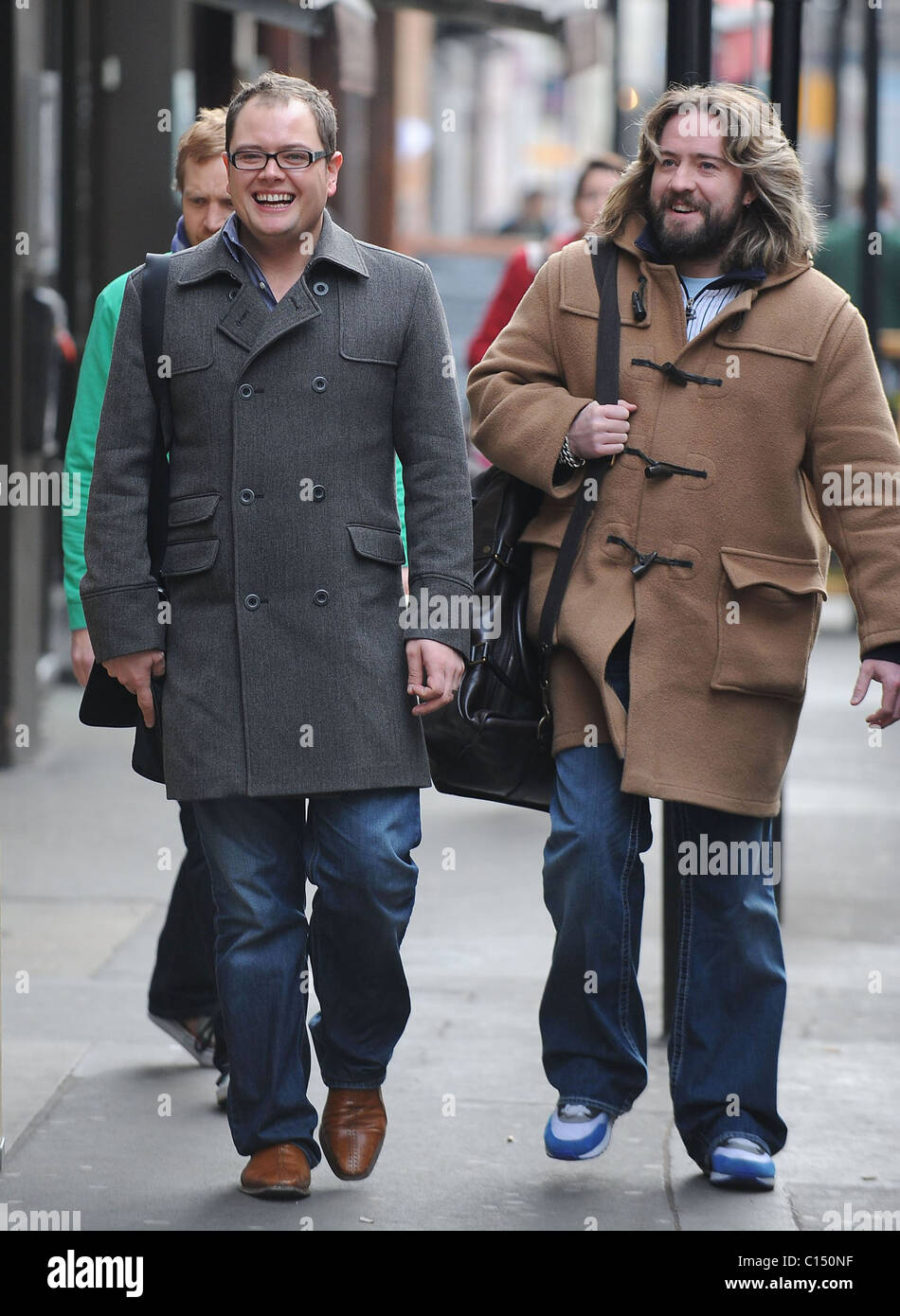 Alan Carr and Justin Lee Collins walking through Soho London, England -   Stock Photo - Alamy