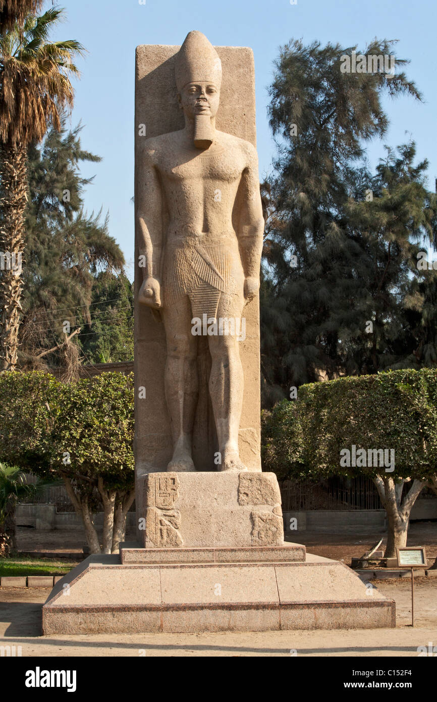 Ramses II stands in the ridged position at the early  Egyptian capital of Memphis, Egypt Stock Photo