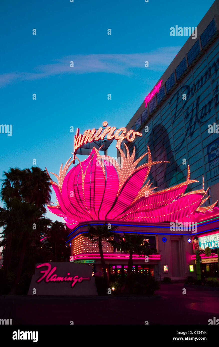 Neon signs of The Flamingo Hotel Casino Stock Photo