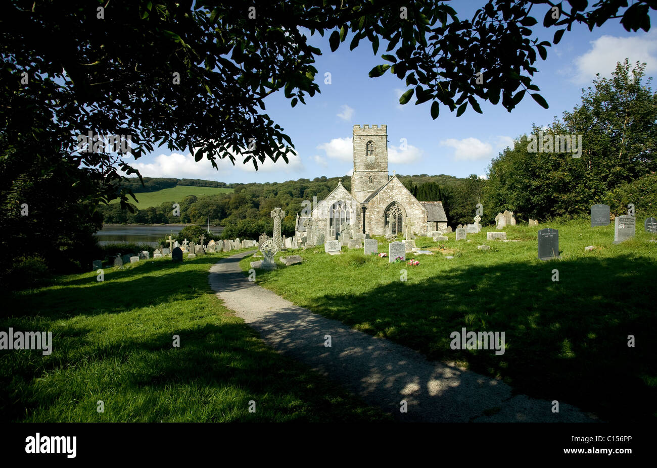 Saint Winnow church near Lerryn, Cornwall Stock Photo