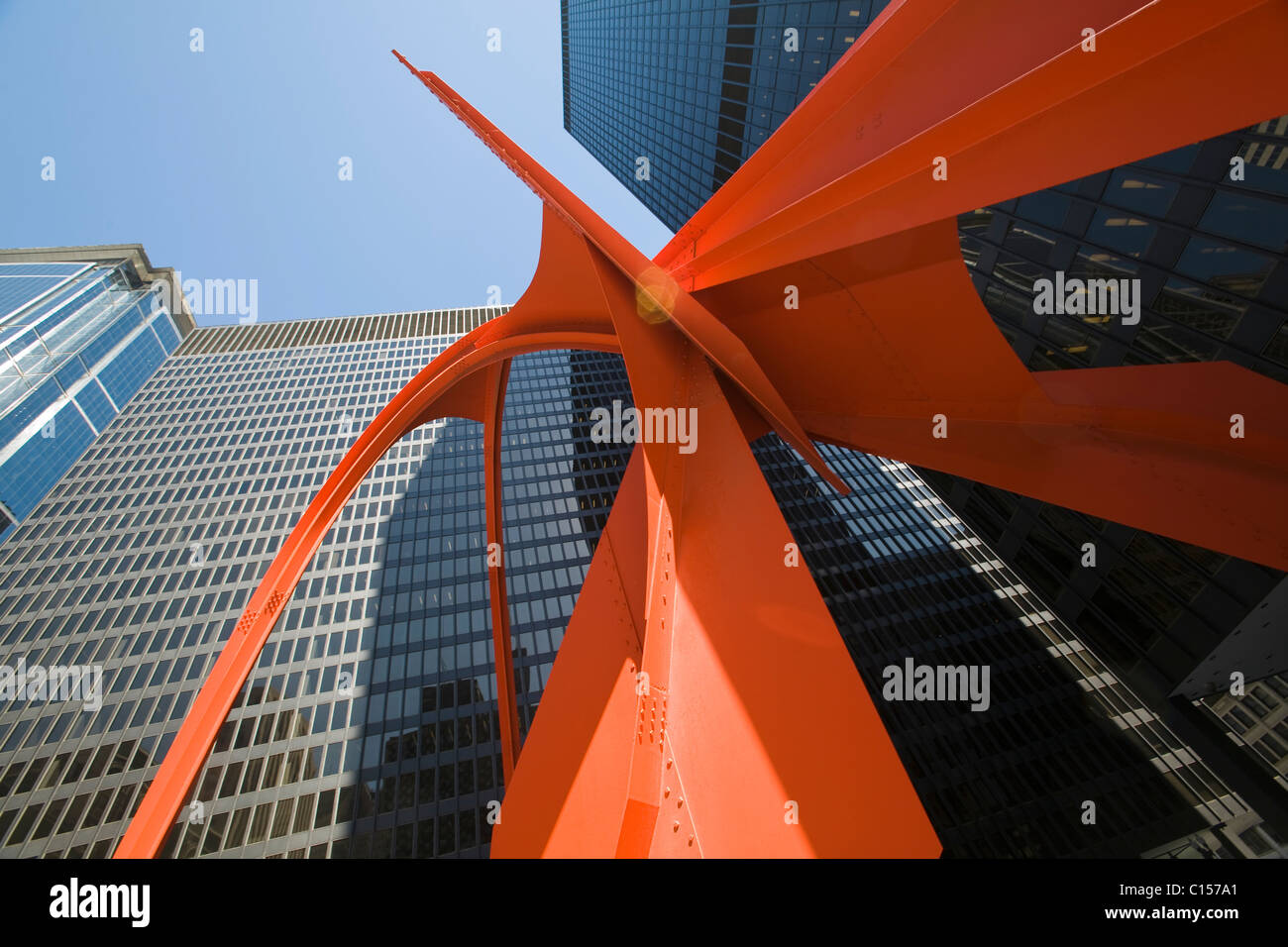 Orange metal sculpture at Federal Center Plaza Stock Photo Alamy