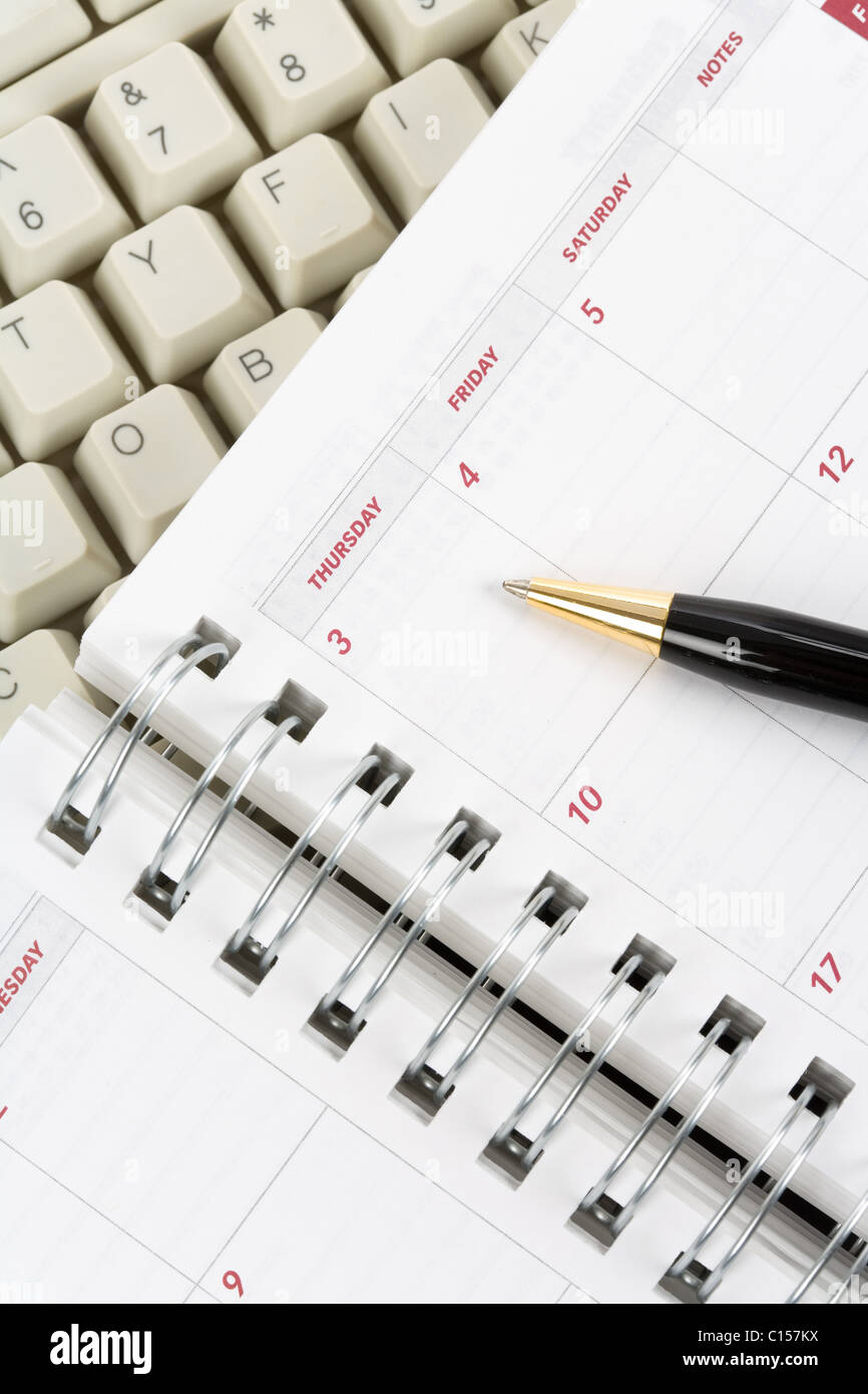 calendar and computer keyboard close up Stock Photo - Alamy