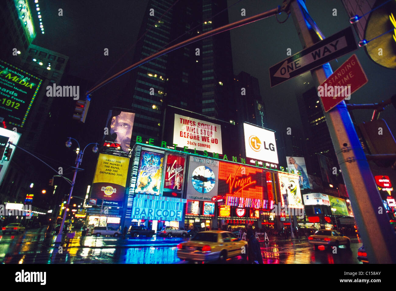 Neons and cars in Times Square Stock Photo Alamy