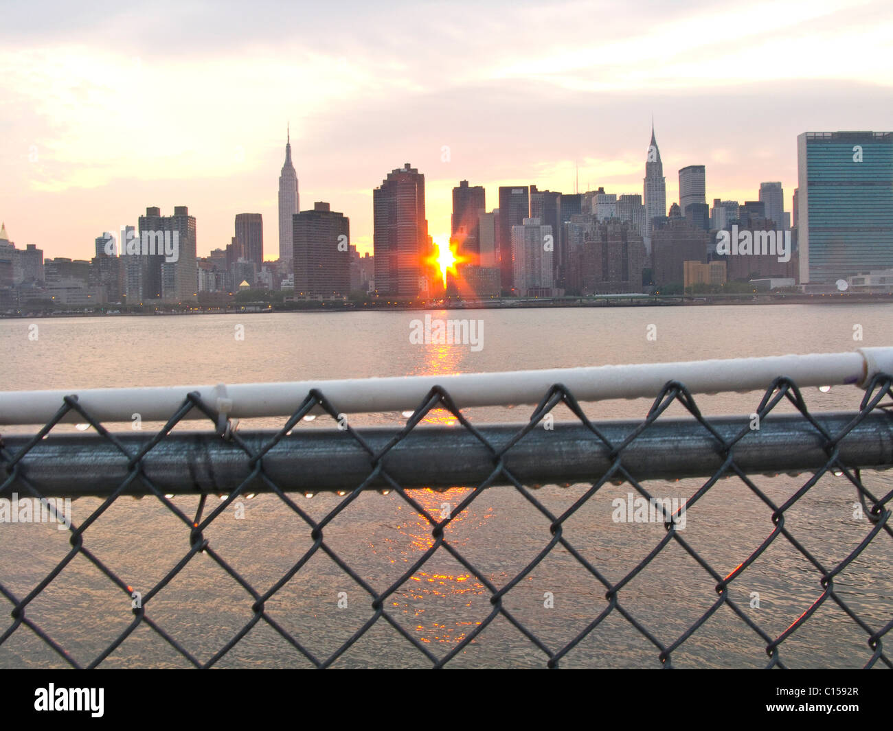 Manhattan skyline at sunset, New York City, New York State, USA Stock Photo