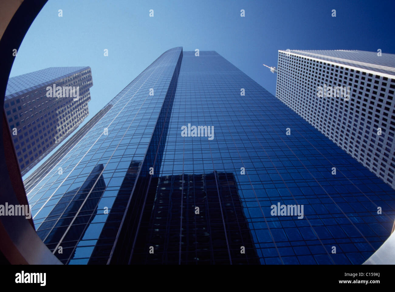 Low angle view of skyscrapers in Houston Stock Photo