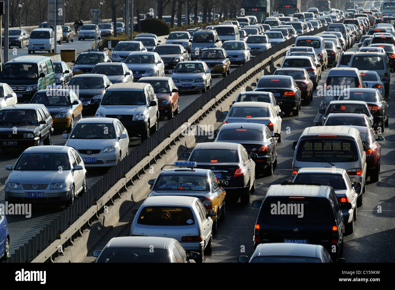 Congested traffic on Beijing motorway, China. 09-Mar-2011 Stock Photo