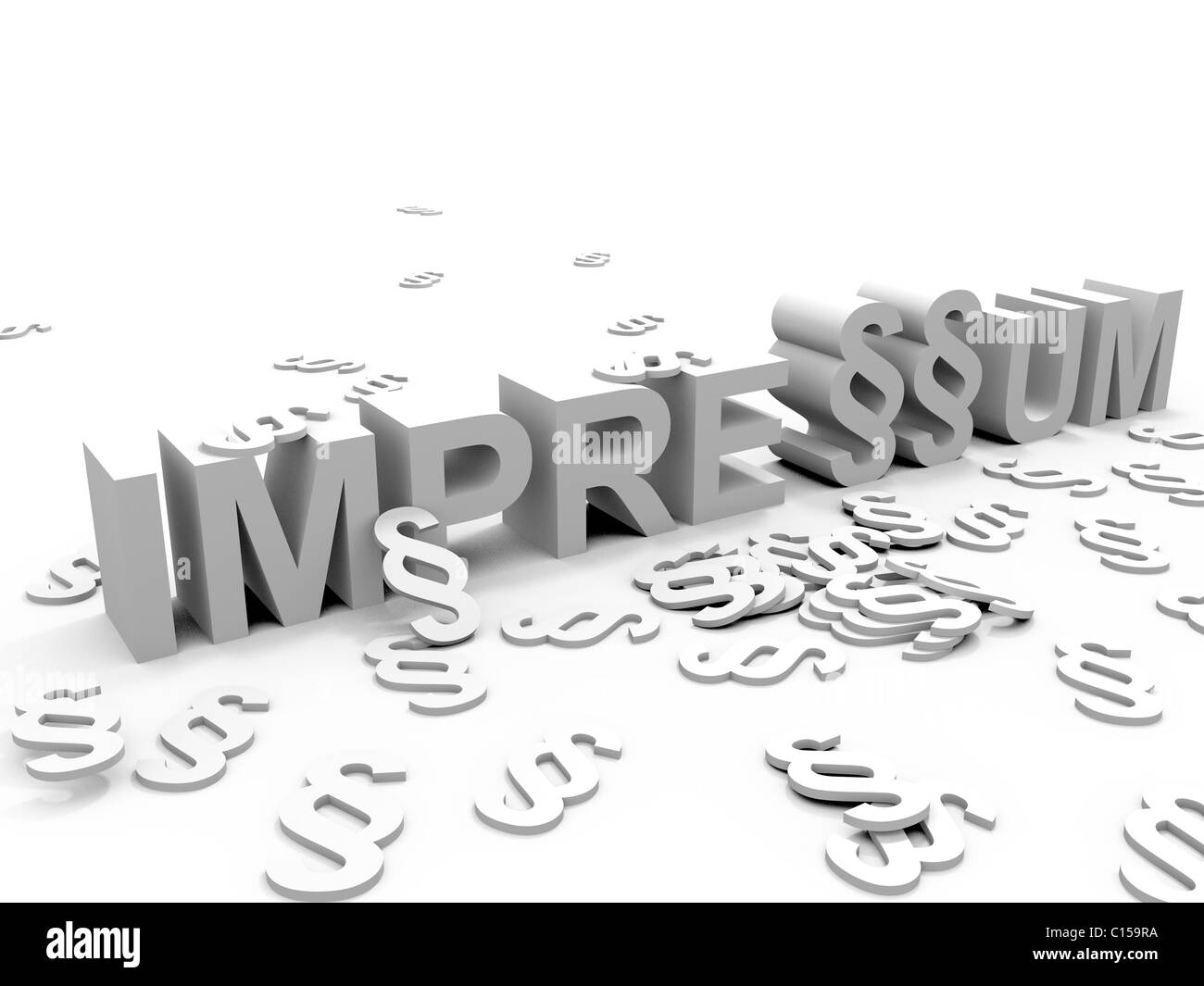 The Word Impressum surrounded by Paragraph signs § Stock Photo