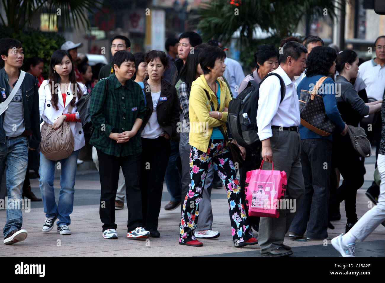 Chinese tourists near by the casinos in macau, Macao Stock Photo