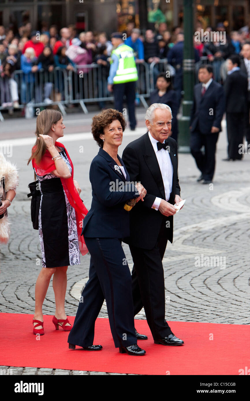 Antonia Ax: son Johnson and her husband Göran Ennerfelt in connection with Crown Princess Victoria and Daniel's wedding. Stock Photo