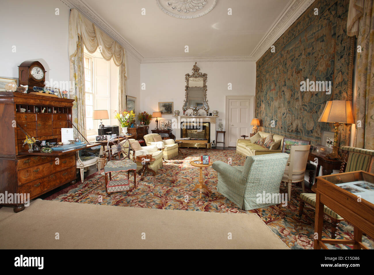 Village of Mey, Scotland. The Castle of Mey drawing room. Stock Photo