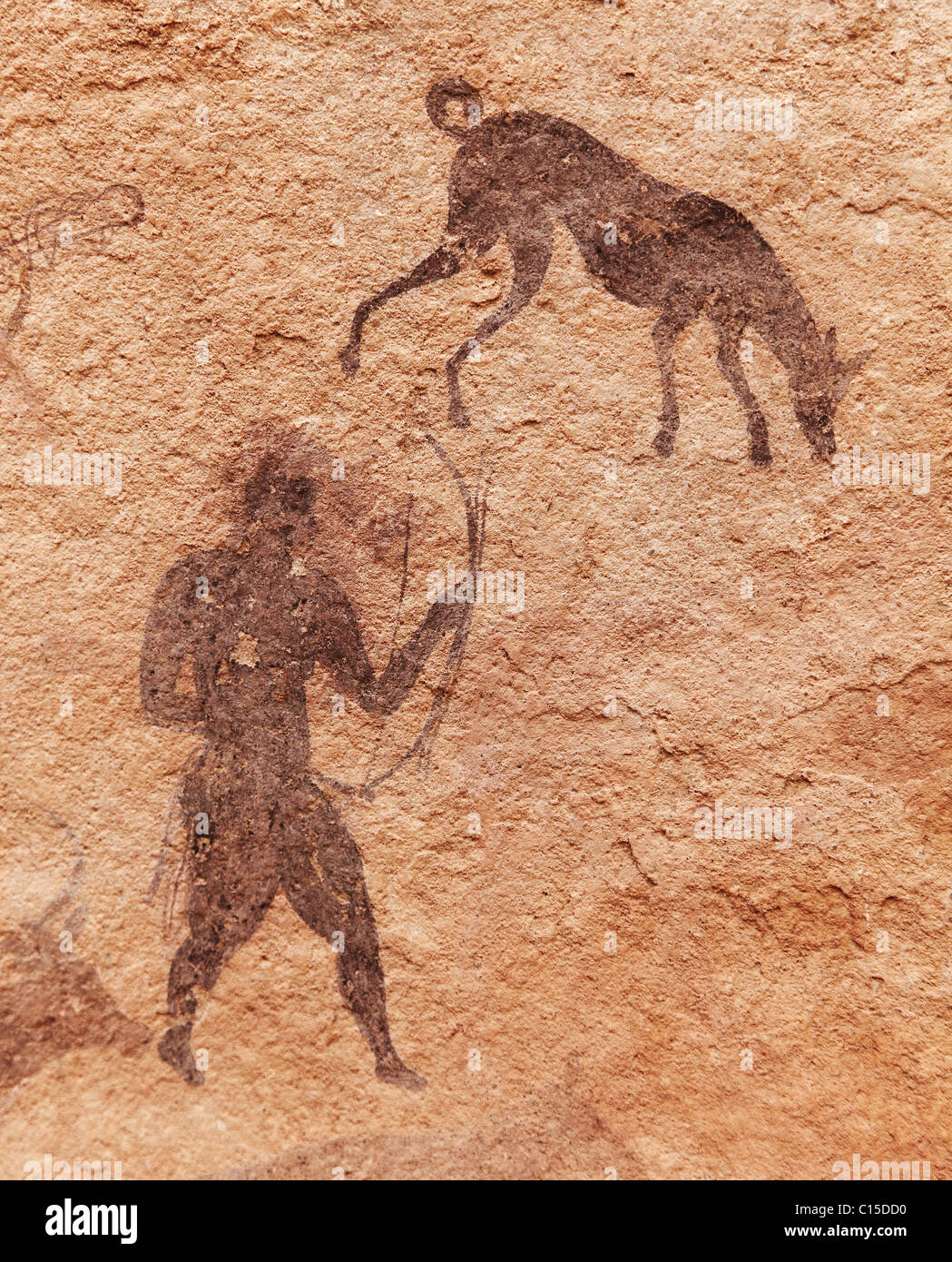 Famous prehistoric rock paintings of Tassili N'Ajjer, Algeria Stock Photo