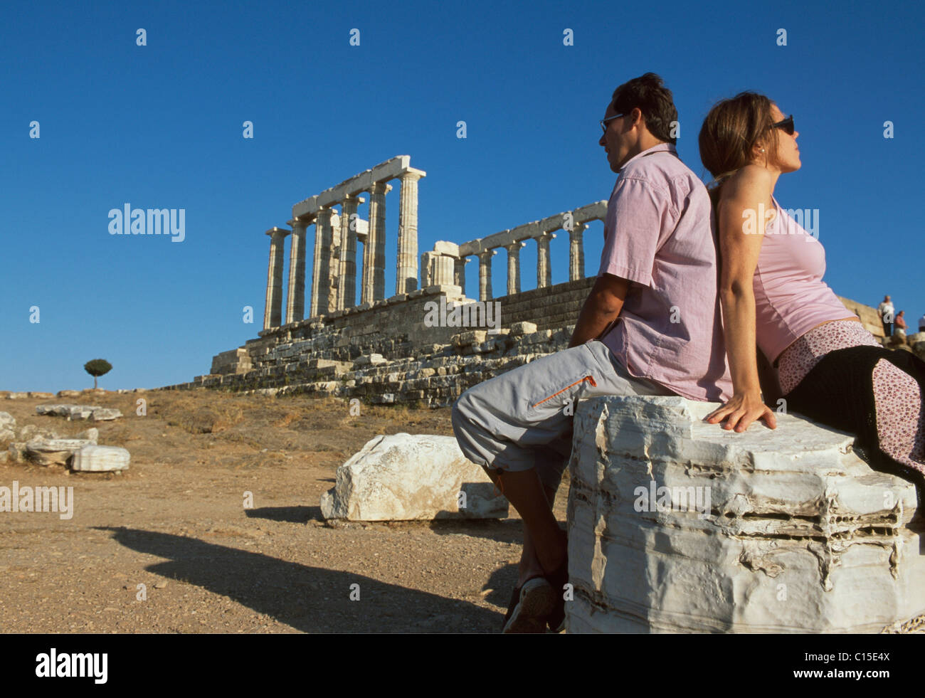 Temple of Poseidon, Cape Sunion, Athens, Greece Stock Photo
