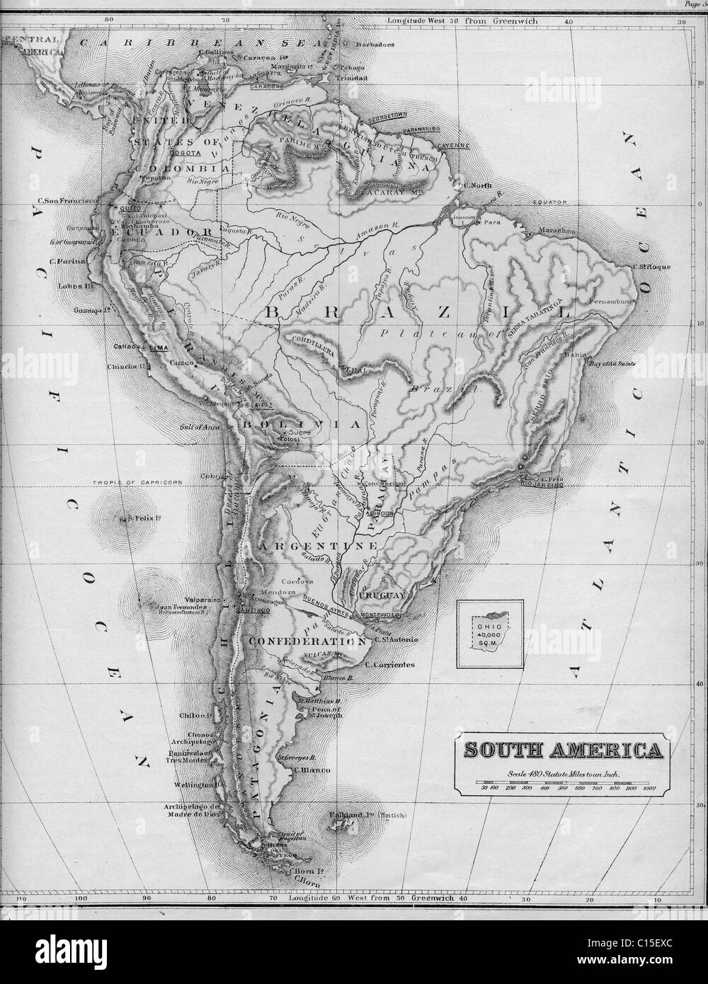Old Map Of South America From Original Geography Textbook 1865 Stock Photo Alamy Old Map Of South America From Original Geography Textbook 1865 Stock Photo Alamy