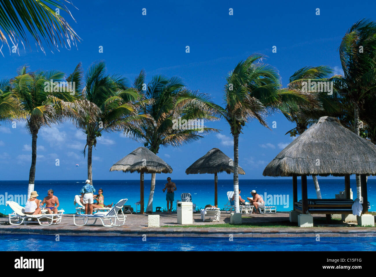 Hotel swimming pool and beach, Cancun, Riviera Maya, Mayan Riviera