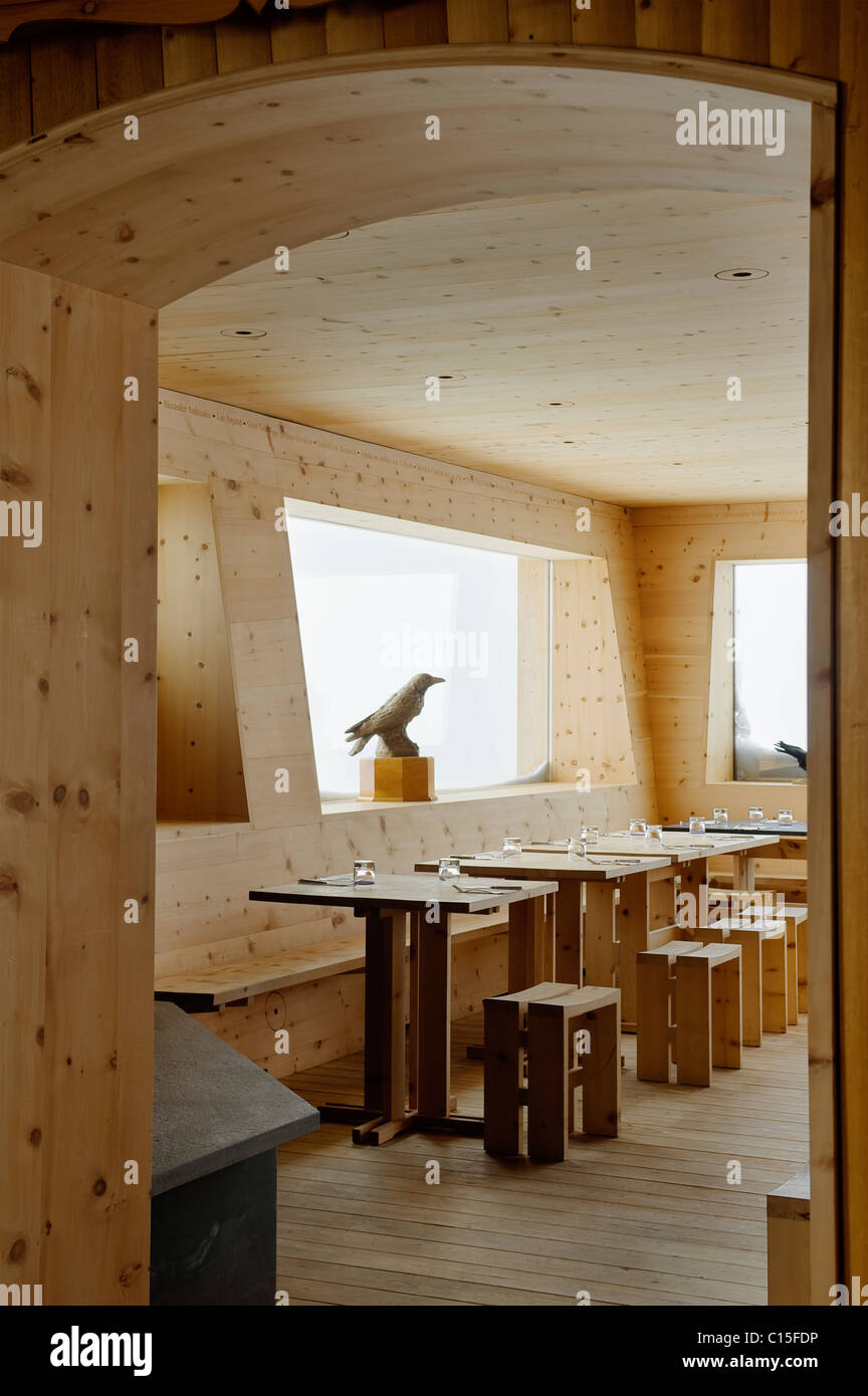 Ski club dining room in pine wood Stock Photo