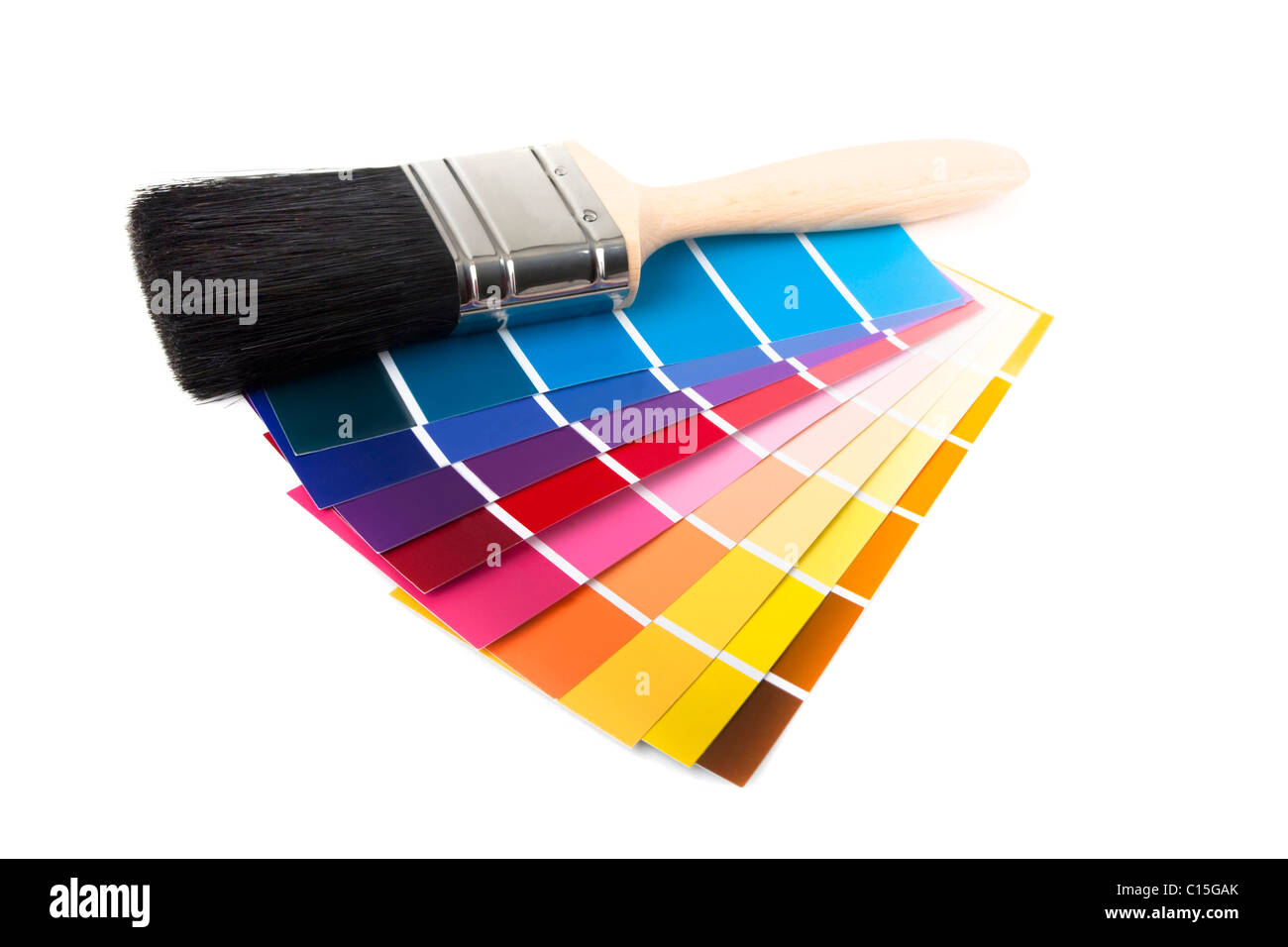 paintbrush and swatches isolated on a white background Stock Photo
