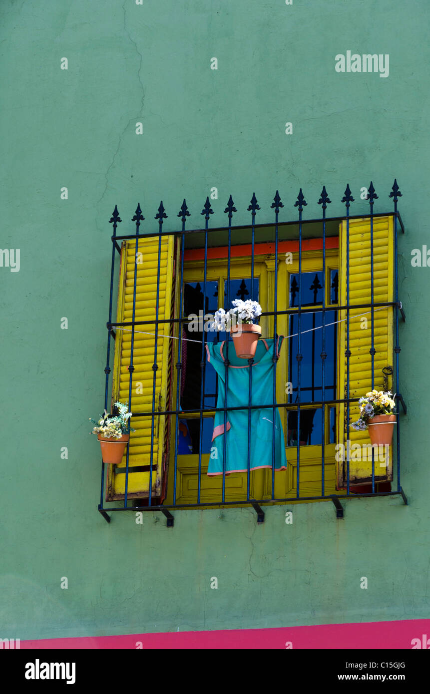Window, Caminito, La Boca, Buenos Aires, Argentina Stock Photo