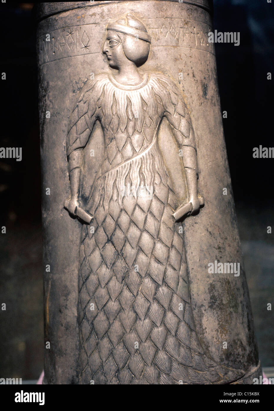 Marv-Dasht silver vase. Goddess Ningal. 3rd mill. BC. Iran. Tehran Museum. Stock Photo