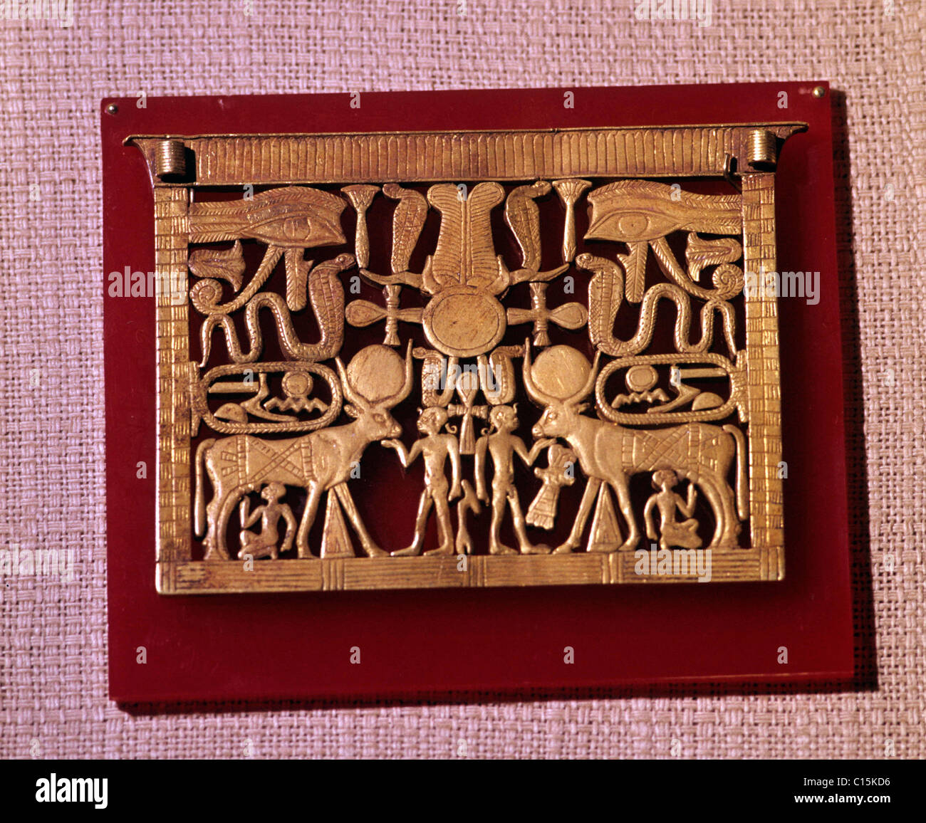 Lebanon. Gold pectoral. Egyptian style pendant. Stock Photo