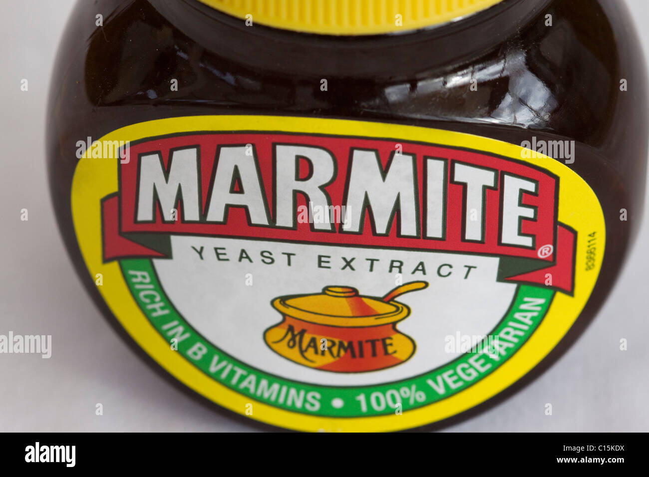 A Jar of British Marmite on white Stock Photo