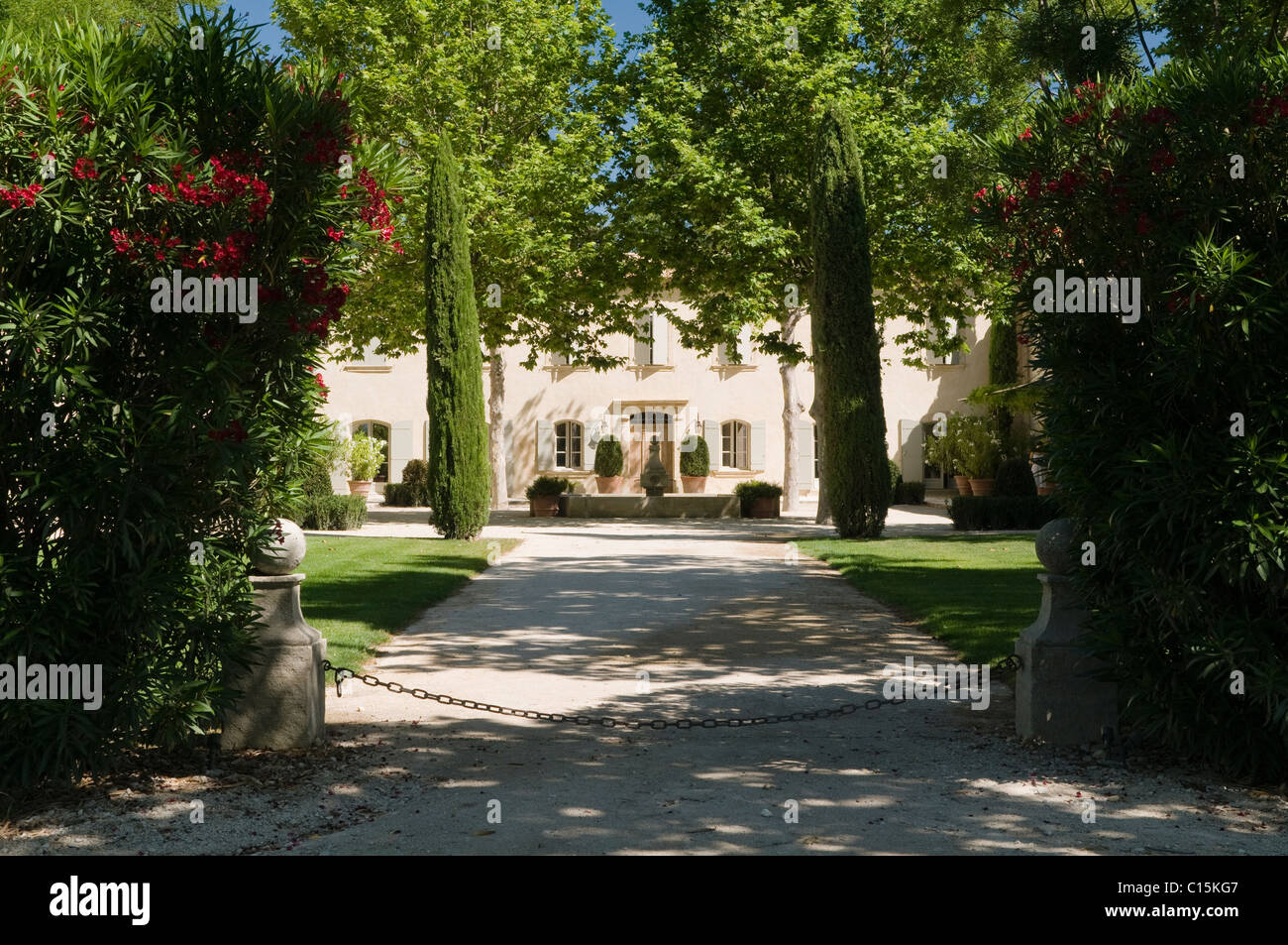 Shaded exterior of Provence country house Stock Photo