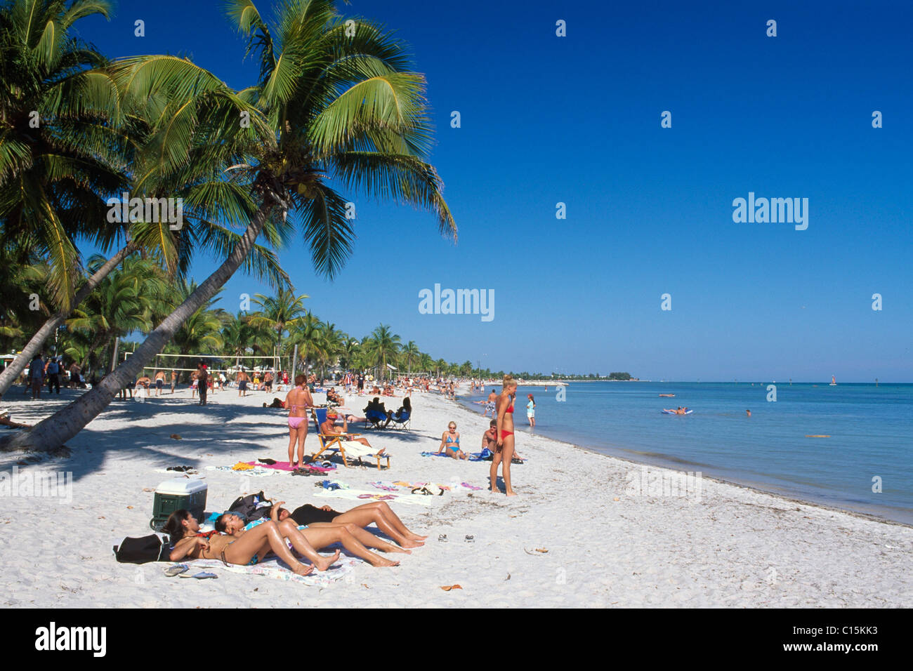 Beach scene, Smathers Beach, Key West, The Keys, Florida, USA Stock Photo Alamy