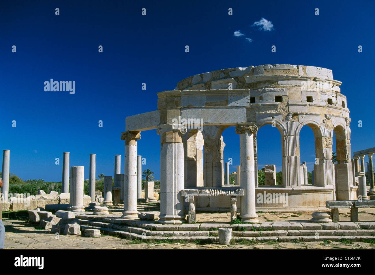 Roman ruins in Leptis Magna, Libya, Africa Stock Photo